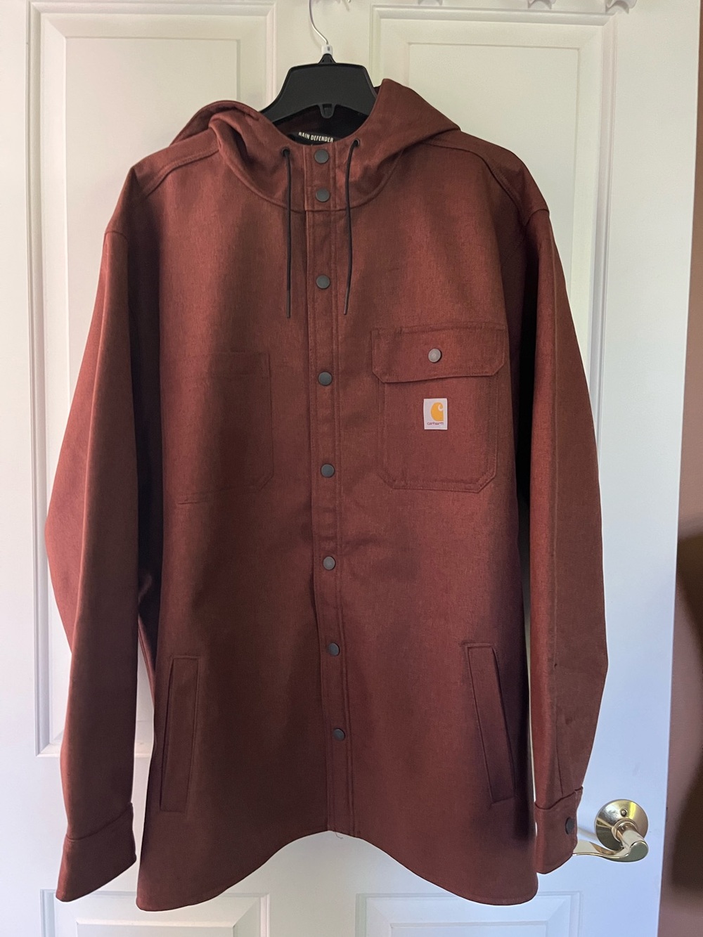 Carhartt Men’s rain defender, relaxed fit heavyweight hooded shirt jac